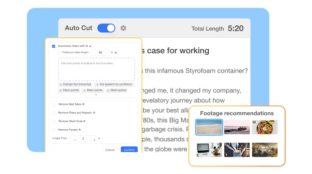 Visla AI assembles polished drafts for a classroom tutorial video creator—auto subtitles, filler removal, b‑roll suggestions, and scene editing